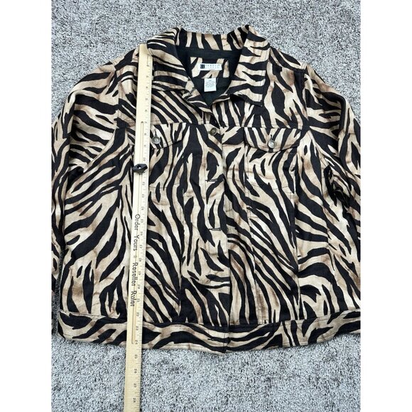 Carole Little Jacket 2X 100% Linen Zebra Animal Mod Wife Night Lux Barbiecore - Picture 2 of 9